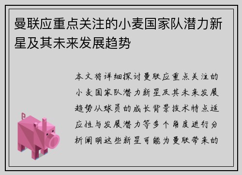 曼联应重点关注的小麦国家队潜力新星及其未来发展趋势